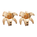Gold Tone Sculpted Flower Stud Earrings Fashion Jewelry view 5