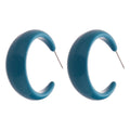 Glossy Blue Acrylic C Hoop Earrings With Decorative Metal Accents view 5