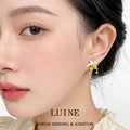 Gold Tone Yellow Banana White Peel And Clear Stone Stud Earrings view 2