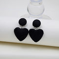 Fabric Wrapped Heart Drop Stud Earrings Three Colors view 8