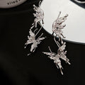 Silver Crystal Double Butterfly Climber Drop Earrings view 6