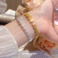 Open Daisy Flower Link Metal Cuff Bracelet 2 Tones view 3