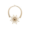Sculpted Sun Pendant Collar Necklace in Gold and Silver Tones view 5