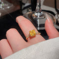 Gold Square Halo Crystal Open Cuff Rings Five Colors view 8