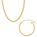 Interlocking Link Chain Necklace And Bracelet Gold Or Steel view 5