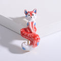 Colorful Sitting Fox Enamel Brooch in Four Variations view 8