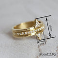 Gold Tone Dual Triangle CZ Pave Band Finger Ring Sizes 6-10 view 4