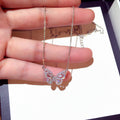 Pave Butterfly Pendant Necklace Rose Gold Silver Alloy view 1