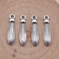 Antique Silver Ridged Teardrop Pendant Charms for Jewelry Making view 2