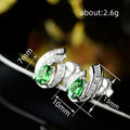 Green Pear Curved Pave Stud Earrings White Metal Alloy view 5