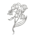 Openwork Bellflower Stem Brooch with Curved Floral Silhouette view 5