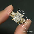 Rectangular Solitaire Three-Band Ring Set In Gold And Silver Tones view 4