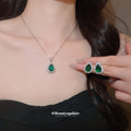 Teardrop Halo Zircon Necklace Stud Earring Sets Two Colors view 4