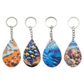 Ocean Pattern Teardrop Wooden Keychain, Four Printed Designs view 5