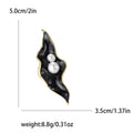 Curved Leaf Brooch with Pearl Cluster in Three Enamel Colors view 5