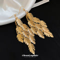 Layered Leaf Chandelier Earrings in Silver Gunmetal and Gold Tones view 4