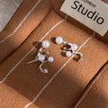Pearl Look Branching Silver Tone Ear Jacket Stud Earrings view 3
