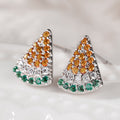White Gold Watermelon Slice Stud Earrings Colorful Alloy view 2