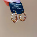 Brown Crystal Textured Hoop Huggie Earrings Jewelry view 6
