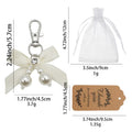 Pearl Bow Keychain Silver Clasp Satin Ribbon Ten Colors view 2