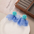 Fabric Petal Flower Statement Stud Earrings in Six Designs view 9