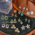 Crystal Zircon Mixed Style Gold Tone Stud Drop Earrings view 3