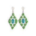 Woven Beaded Diamond Drop Earrings in Pink and Green Colorways view 5