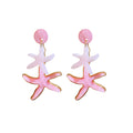 Gradient Starfish Drop Stud Earrings in Pink and Mint view 5