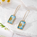 Rectangular Gold Pressed Flower Drop Earrings 7 Styles view 3