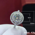 Round Double Halo Crystal Ring in Polished Metal Jewelry view 5