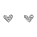 Mini Heart Pave Crystal Stud Earrings Silver Gold Options view 5