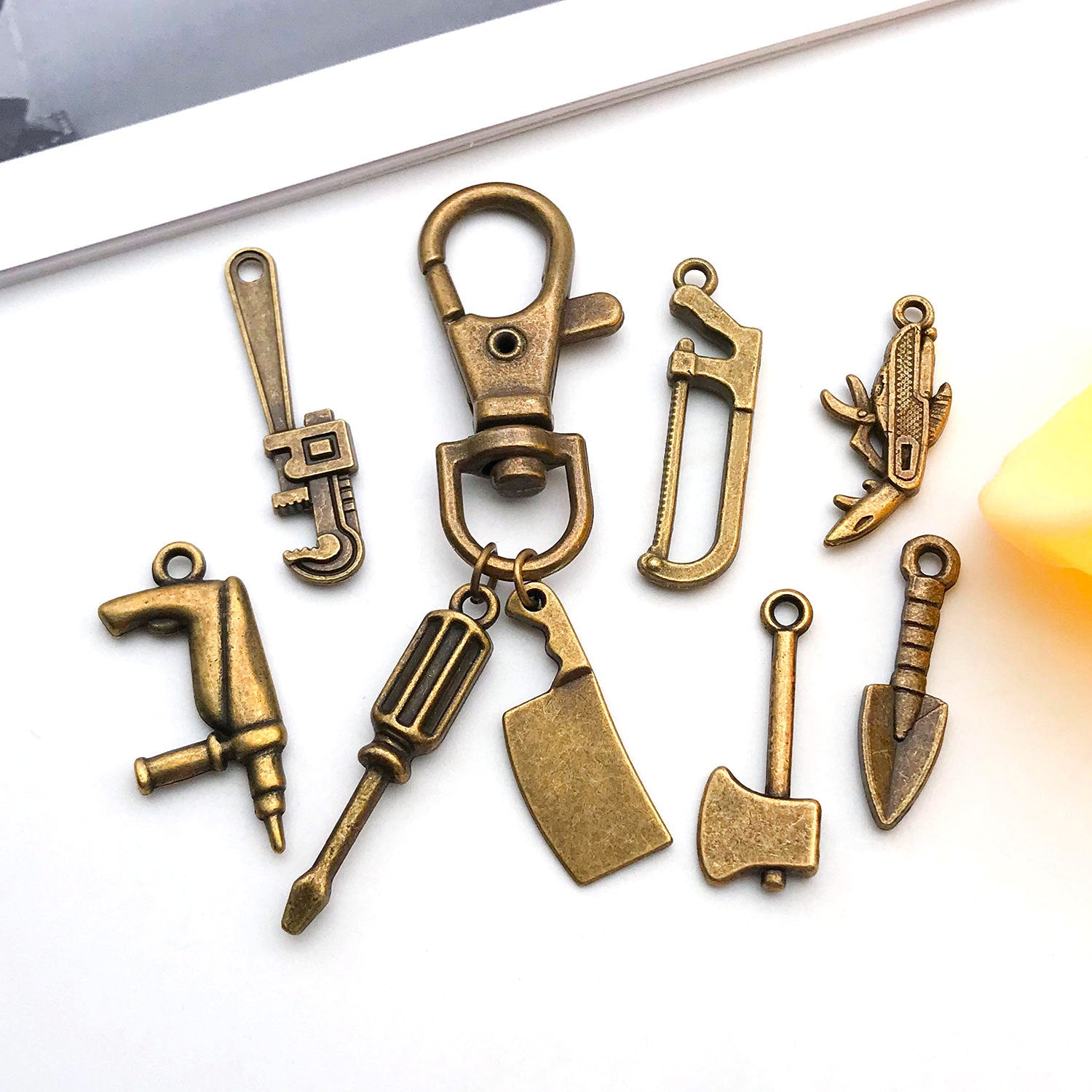 Antique Bronze Zinc Alloy Shovel Axe Wrench Tool Charm Pendant for DIY Jewelry Making