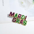 Green Gold Tone Initial Letter Enamel Metal Brooch Pin view 3