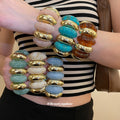Acrylic Oval Stretch Bracelets Gold Spacers 5 Colors view 2