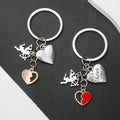 Silver Tone Heart Cupid and Red Broken Heart Keychain view 3