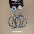 Crystal Double Circle Drop Earrings In Silver Tone view 3