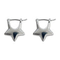Silver-Tone Polished Five-Point Star Huggie Hoop Earrings view 5