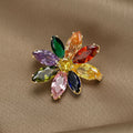 Multicolor Marquise Crystal Flower Brooch for Jackets, Coats, and Scarves view 2