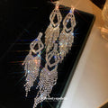 Crystal Geometric Fringe Earrings in Gold and Silver Tones view 3