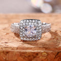 Silver Tone Square Clear Stone Multi Row Ring Jewelry view 3
