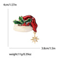 Red Enamel Santa Hat Brooch with Star Dangle for Jackets and Scarves view 4