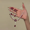 Flower Teardrop Zircon Necklace Earring Set 5 Colors view 6