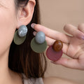 Two Tone Round Disc Statement Stud Earrings in Two Colors view 1