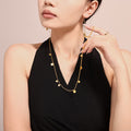 Gold Disc Station Necklace Hammered Coin Pendants Bead Chain view 3