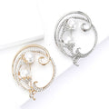 Pearl Floral Swirl Brooch in Gold or Silver Tone Floral Pin view 2