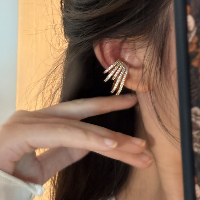 Layered Crystal Sweep Ear Cuffs in Gold and Silver Tones