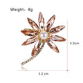 Pink Gold Tone Leaf Crystal Pearl Look Metal Brooch Pin view 2