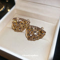 Champagne Crystal Open Teardrop Earrings with Hinged Hoops view 4