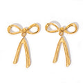 Bow Stud Earrings Dangling Split Tail Gold Steel Finish view 5
