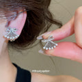 Crystal Floral Ear Clips with Bow and Fan Shaped Designs view 4